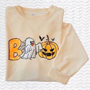 Halloween "Boo" Crew Neck Graphic Sweatshirt - Oatmeal - XXL